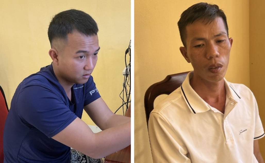 Hai đối tượng Đặng Văn Được và Trần Đồng Lập tại cơ quan công an. Ảnh CA Hai đối tượng Đặng Văn Được và Trần Đồng Lập tại cơ quan công an. Ảnh CA