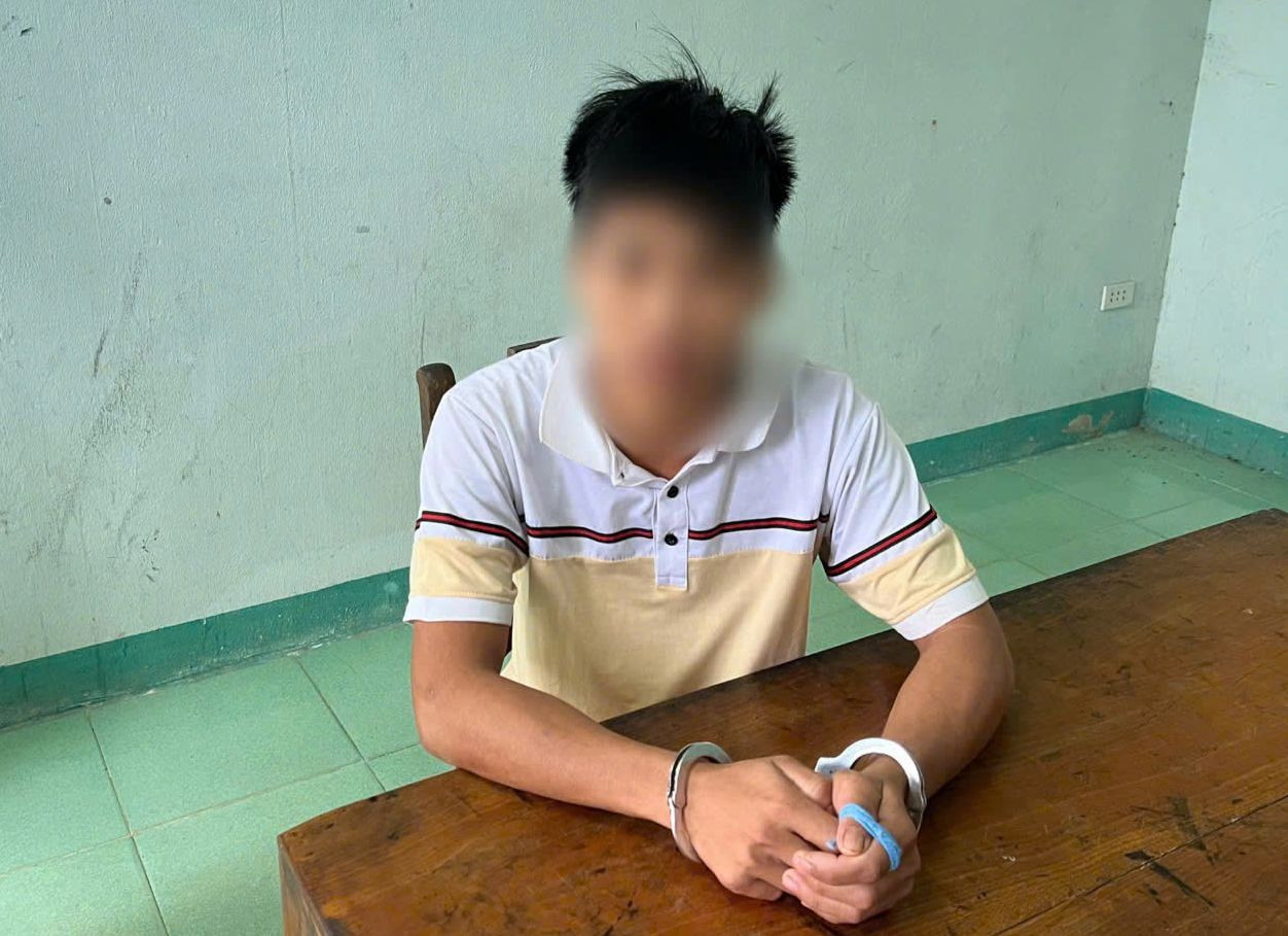 Đối tượng Đ. N. T tại cơ quan công an. Ảnh CA Đối tượng Đ. N. T tại cơ quan công an. Ảnh CA