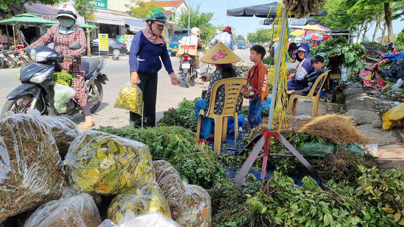 Phiên chợ đặc biệt, đượm nồng mùi hương của các loại lá. Theo người dân, những loại lá này đều là vị thuốc nam, rất tốt cho sức khỏe. Tết Đoan Ngọ thì phải uống nước 'lá mùng 5' đã trở thành thói quen, nếp sống của nhiều người dân địa phương.