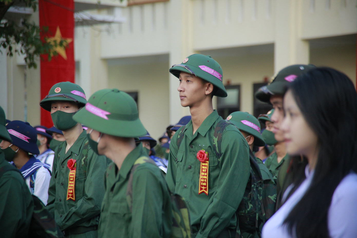 Các tân binh tại lễ giao nhận quân tại thành phố Tam Kỳ, Quảng Nam