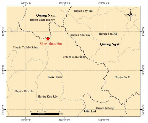 Bản đồ chấn tâm động đất. Ảnh Viện VLĐC Bản đồ chấn tâm động đất. Ảnh Viện VLĐC