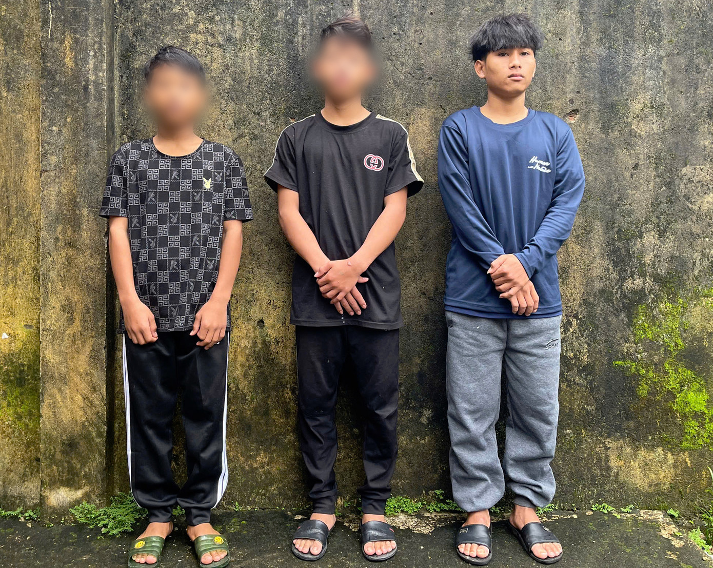 Ba thanh thiếu niên bị bắt vì vụ trộm sâm Ngọc Linh. Ảnh CA Ba thanh thiếu niên bị bắt vì vụ trộm sâm Ngọc Linh. Ảnh CA