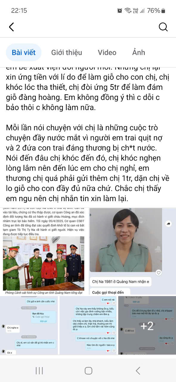 Câu chuyện tài khoản G.N chia sẻ cùng hình ảnh liên quan đến Tô Thị Ty Na thu hút đông đảo cộng đồng mạng quan tâm. Ảnh chụp màn hình