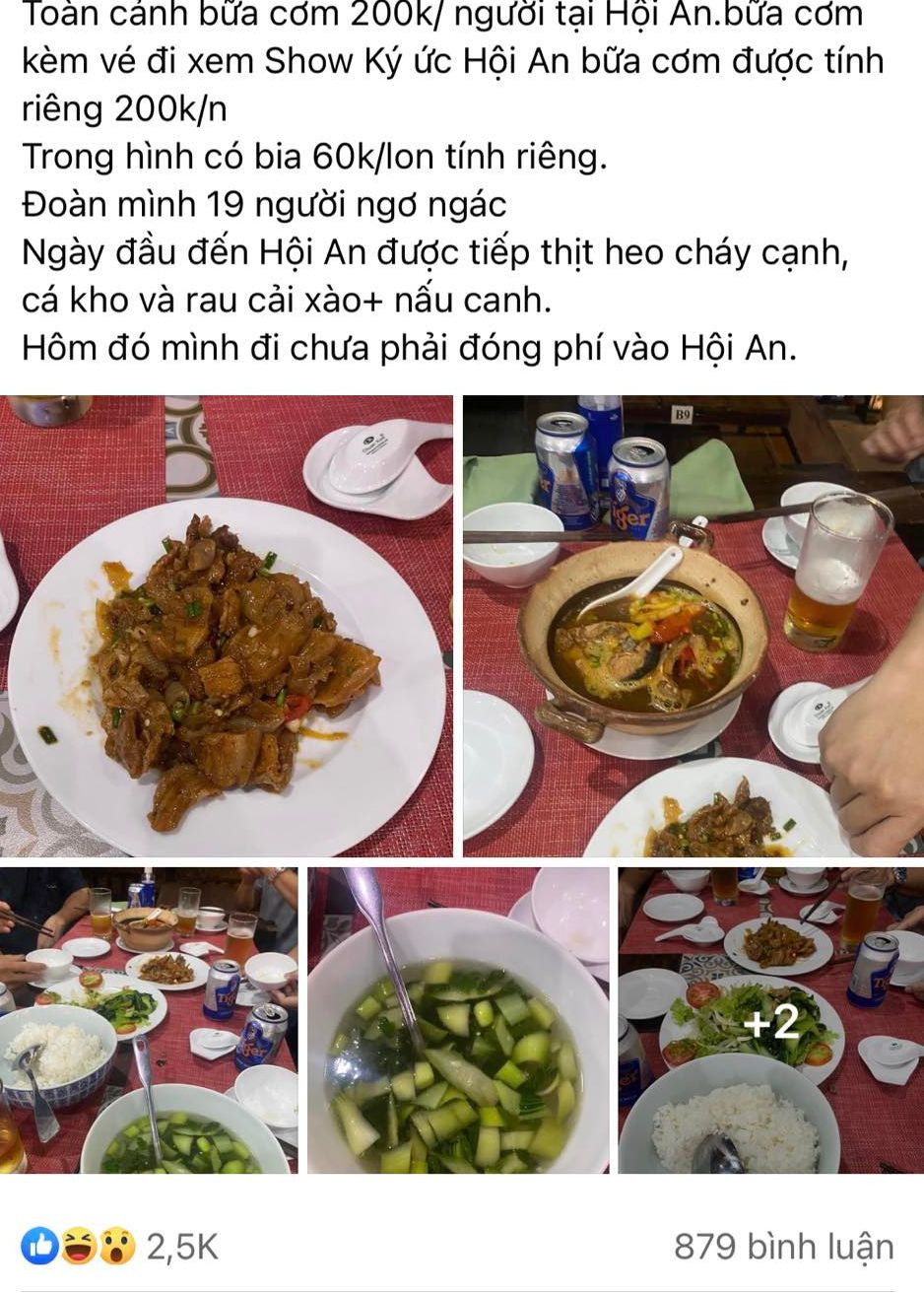 Thông tin suất ăn 200 nghìn đồng/người trong nhà hàng khiến dư luận xôn xao. Ảnh FB