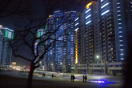 Một góc đường phố Bình Nhưỡng trong đêm. Một góc đường phố Bình Nhưỡng trong đêm