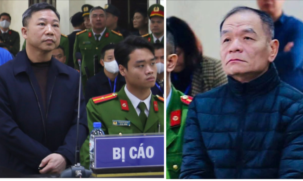 Bị can Lưu Bình Nhưỡng (trái) và Lê Thanh Vân.