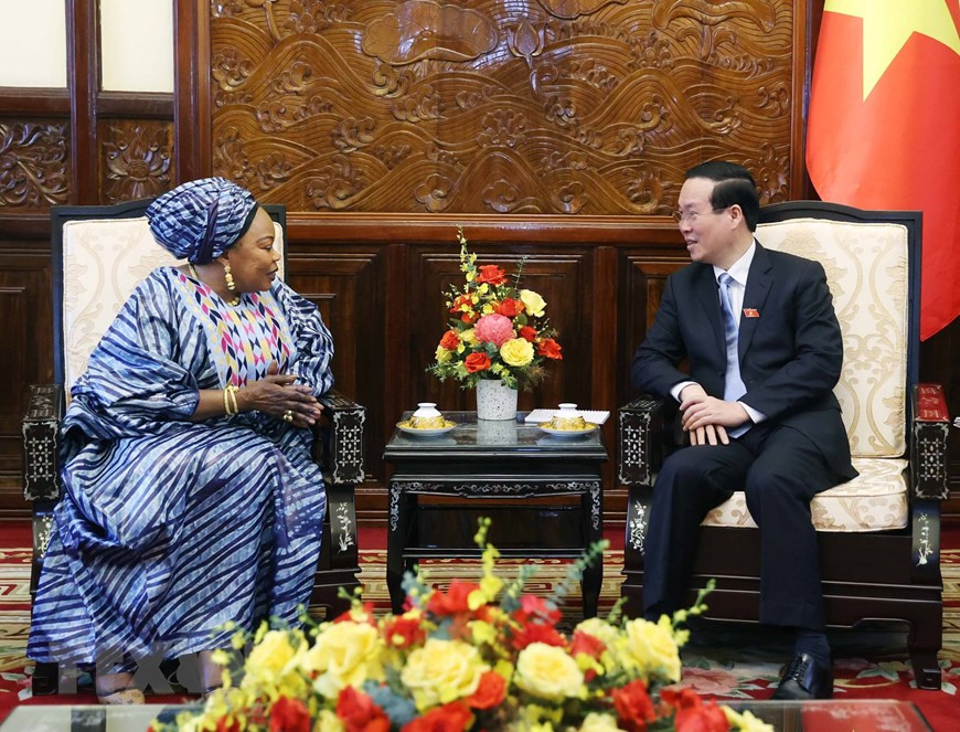 Chủ tịch nước Võ Văn Thưởng tiếp Đại sứ Guinea trình Quốc thư. (Ảnh: Thống Nhất/TTXVN) Chủ tịch nước Võ Văn Thưởng tiếp Đại sứ Guinea trình Quốc thư. (Ảnh: Thống Nhất/TTXVN)
