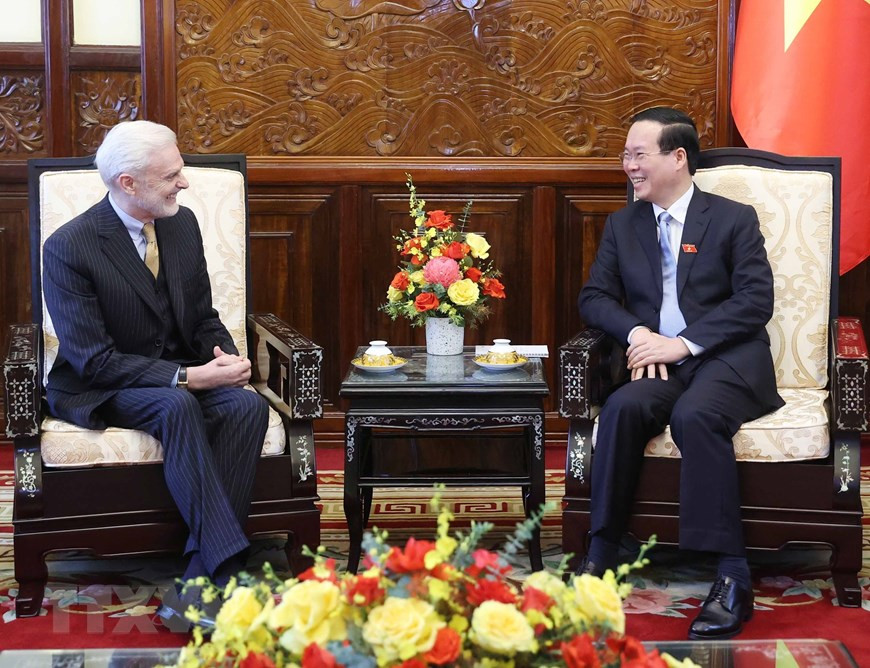 Chủ tịch nước Võ Văn Thưởng tiếp Đại sứ Bồ Đào Nha João Weistein. (Ảnh: Thống Nhất/TTXVN) Chủ tịch nước Võ Văn Thưởng tiếp Đại sứ Bồ Đào Nha João Weistein. (Ảnh: Thống Nhất/TTXVN)