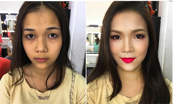 Giật mình nhan sắc thiếu nữ trước và sau trang điểm ảnh 15