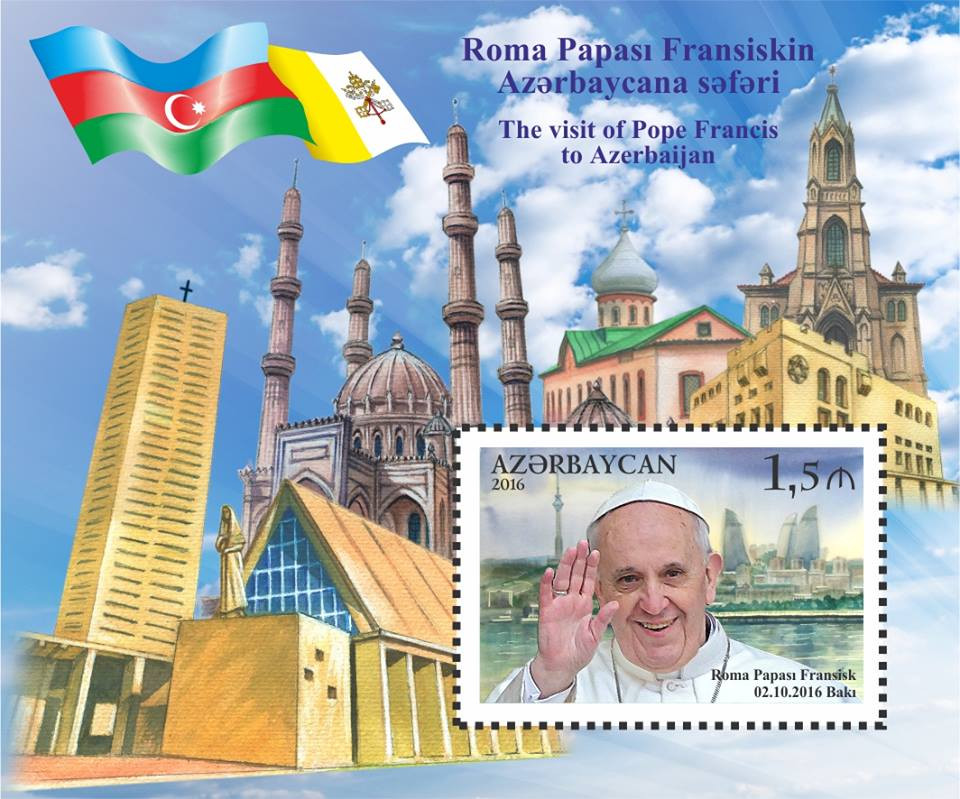 Con tem về chuyến viếng thăm mục vụ của Giáo hoàng Francis tới Azerbaijan ngày 2/10/2016. Ảnh: Post of Azerbaijan.
