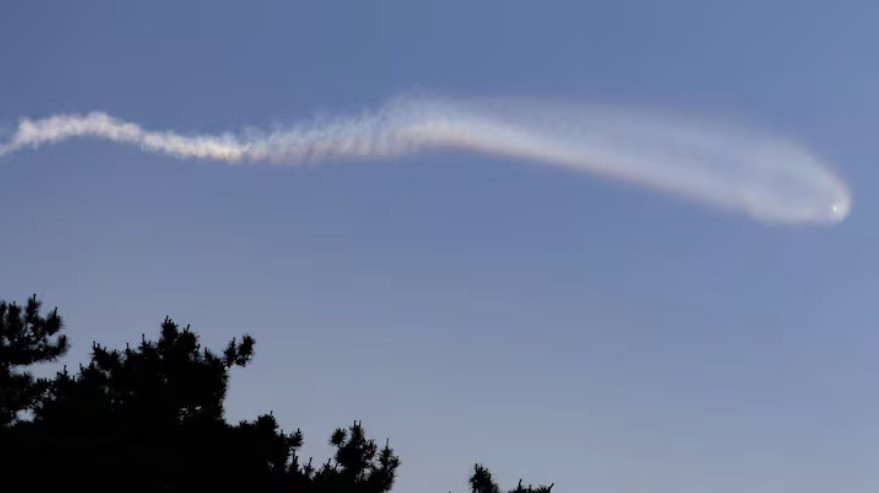 Hình ảnh quỹ đạo của tên lửa Triều Tiên mà quân đội Hàn Quốc công bố. (Ảnh: Yonhap) Hình ảnh quỹ đạo của tên lửa Triều Tiên mà quân đội Hàn Quốc công bố. (Ảnh: Yonhap)