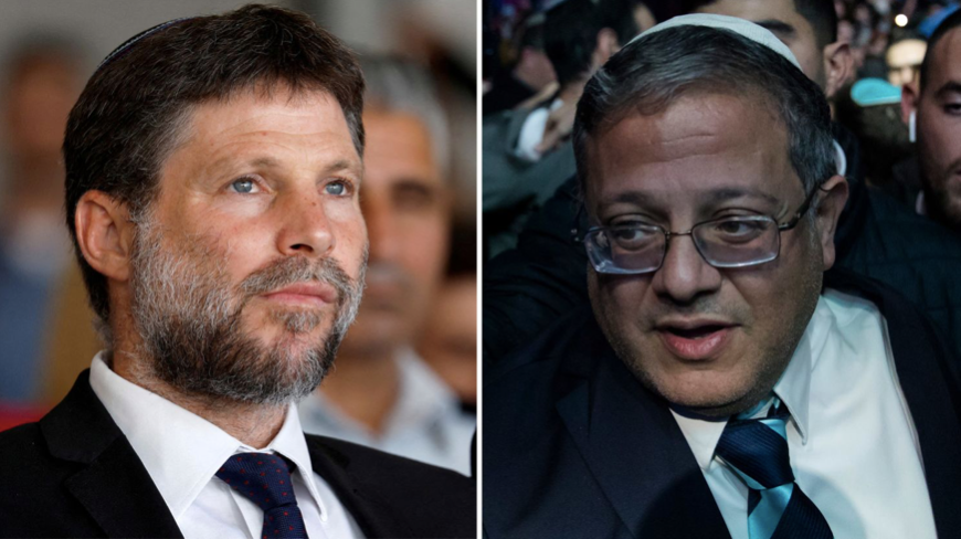 Bộ trưởng Tài chính Israel Bezalel Smotrich (trái) và Bộ trưởng An ninh quốc gia Itamar Ben Gvir. (Ảnh: Getty)