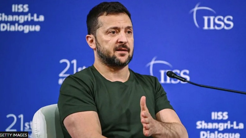 Tổng thống Ukraine Volodymir Zelensky tại Đối thoại Shangri-La. (Ảnh: Getty)