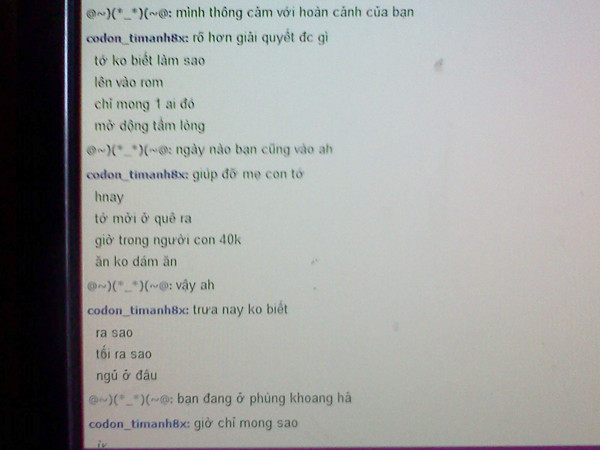 Tác giả trò chuyện với T. qua internet. Tác giả trò chuyện với T. qua internet