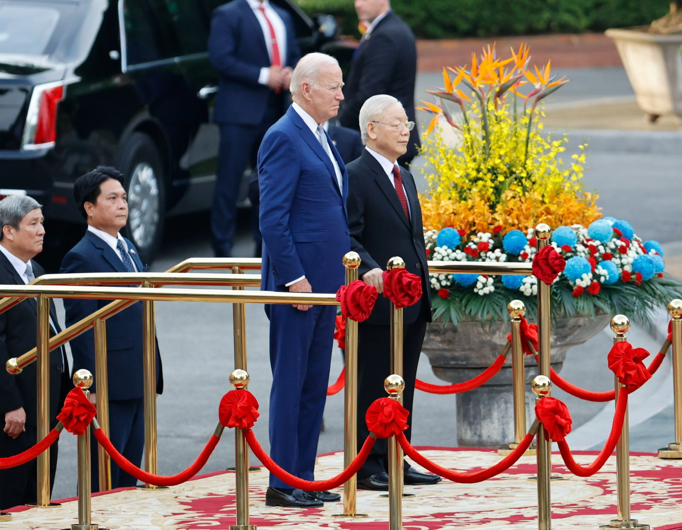 Tổng Bí thư Nguyễn Phú Trọng và Tổng thống Mỹ Joe Biden trong lễ đón ngày 10/9. (Ảnh: Như Ý) Tổng Bí thư Nguyễn Phú Trọng và Tổng thống Mỹ Joe Biden trong lễ đón ngày 10/9. (Ảnh: Như Ý)