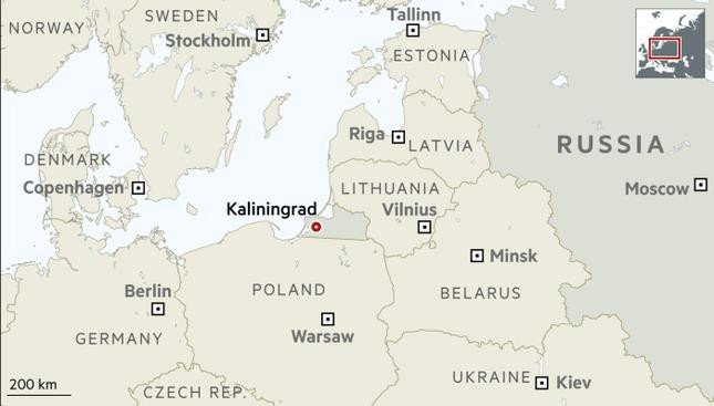 Thành phố Kaliningrad là thủ phủ của khu vực cùng tên nằm tách biệt với phần còn lại của lãnh thổ Nga.