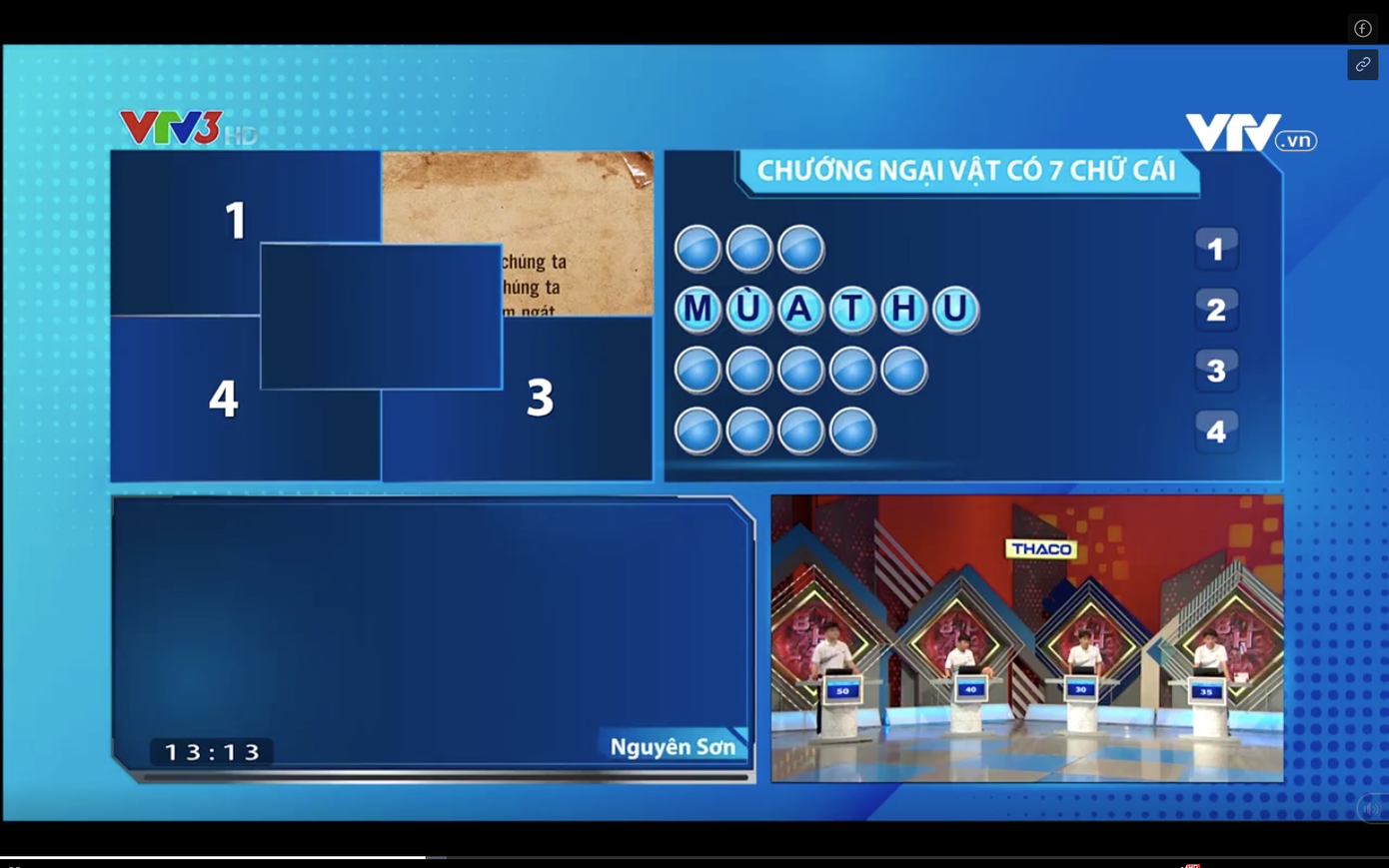 Nguyên Sơn nhanh chóng nhấn chuông trả lời ẩn số vượt chướng ngại vật.