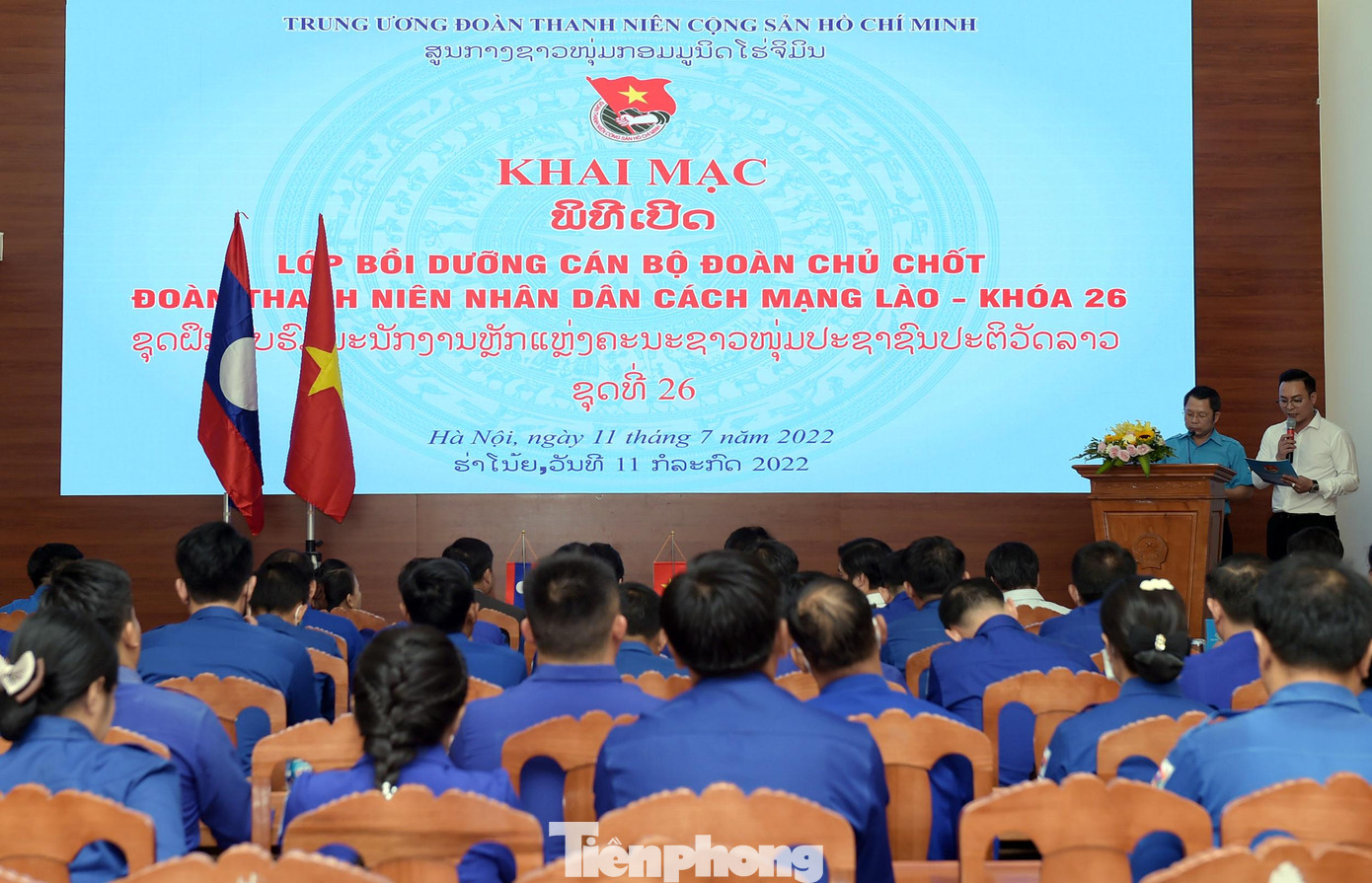 Lễ khai mạc lớp bồi dưỡng cán bộ Đoàn chủ chốt Đoàn TNNDCM Lào chiều 11/7. Ảnh: Xuân Tùng