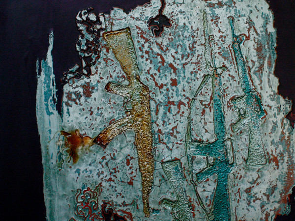 Tiếng vọng chiến tranh. Tranh sơn mài của: Võ Xuân Huy