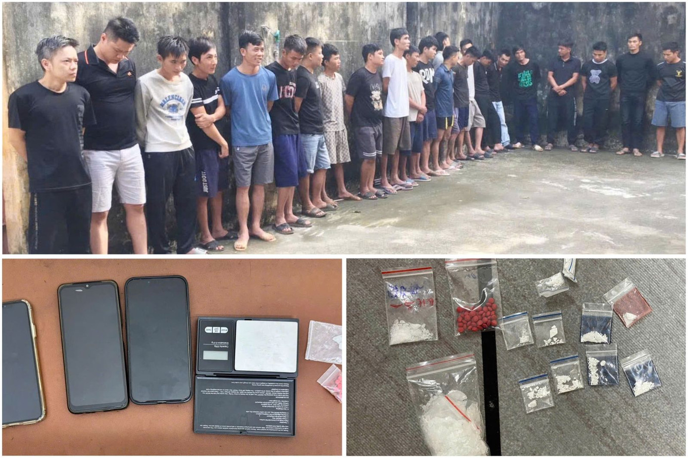 Các đối tượng và tang vật. Ảnh: Công an Thanh Hoá Các đối tượng và tang vật. Ảnh: Công an Thanh Hoá