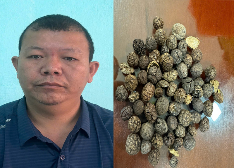 Nguyễn Bằng Giang và tang vật. Ảnh: Công an Thanh Hoá Nguyễn Bằng Giang và tang vật. Ảnh: Công an Thanh Hoá