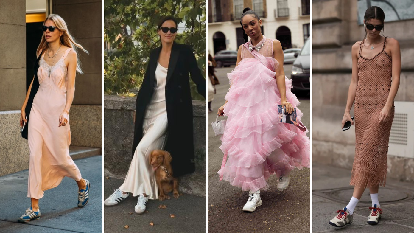 Ai nói một chiếc đầm điệu đà không thể ghép đôi cùng giày thể thao năng động thì người đó đã lỗi thời.