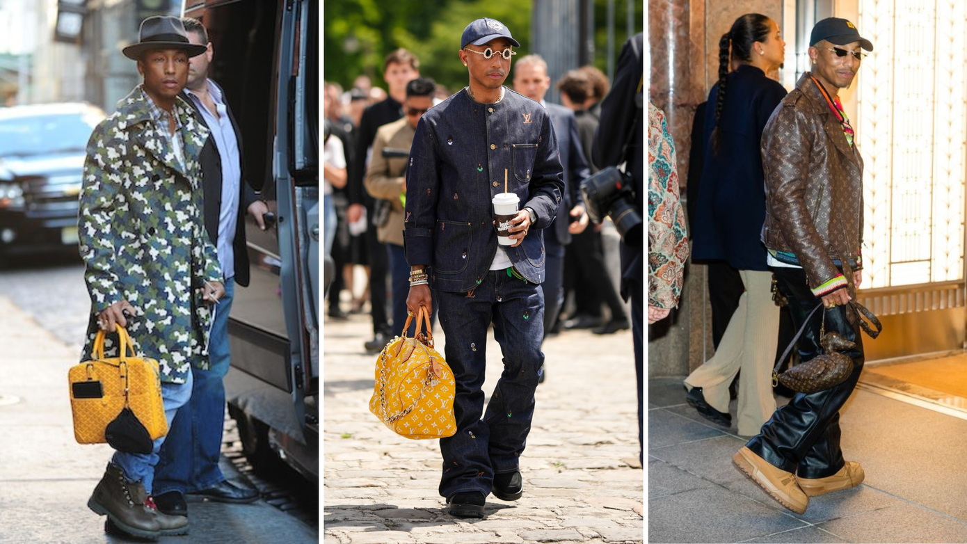 Pharrell Williams cổ vũ nam giới tự tin mang túi xách thời trang xuống phố.