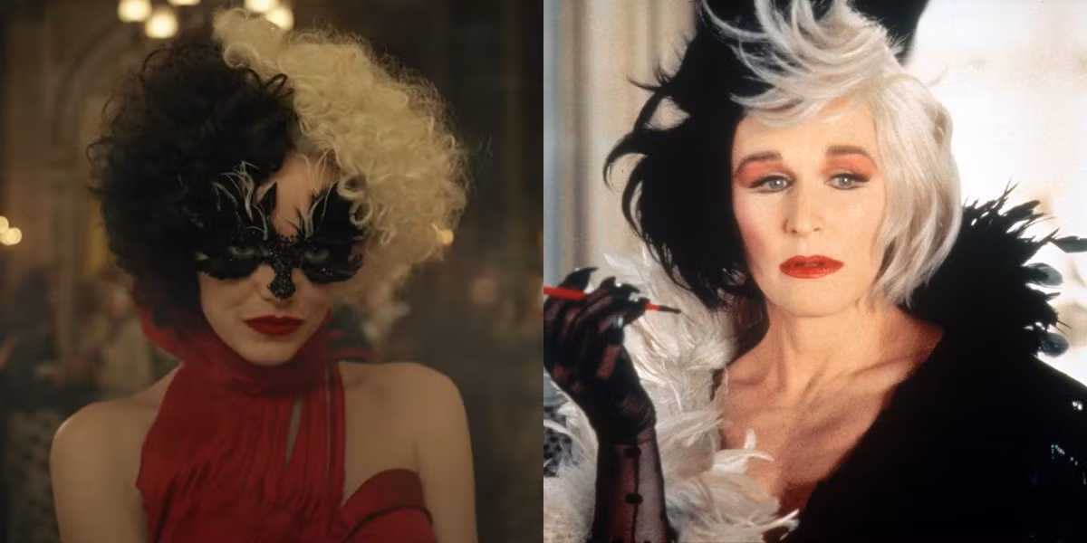 Cruella de Vil và bộ tóc highlight trắng đen đặc trưng.