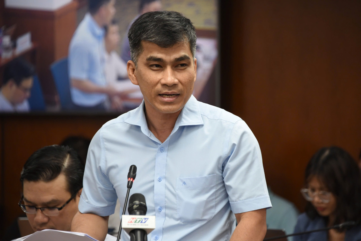 Ông Nguyễn Quốc Vinh, Phó Trưởng phòng Quản lý vận tải, Sở Xây dựng TPHCM tại buổi họp báo. Ảnh: K.S Ông Nguyễn Quốc Vinh, Phó Trưởng phòng Quản lý vận tải, Sở Xây dựng TPHCM tại buổi họp báo. Ảnh: K.S