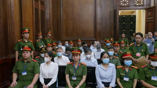 Các bị cáo tại phiên tòa sơ thẩm