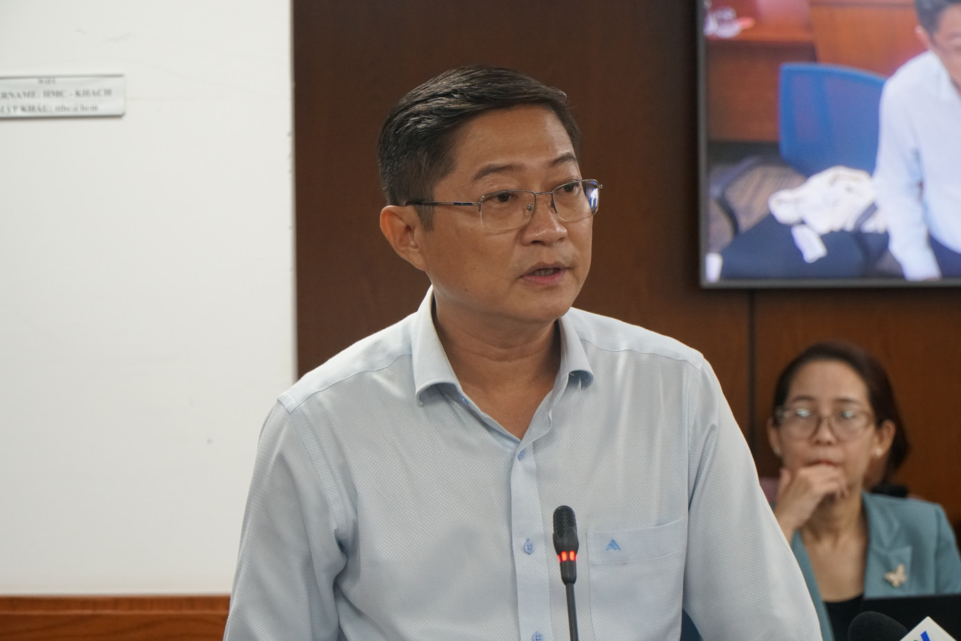 Ông Đỗ Ngọc Hải, Trưởng Phòng quản lý bảo trì và khai thác công trình (Sở Giao thông công chánh TPHCM) trả lời tại họp báo. Ảnh: Anh Nhàn Ông Đỗ Ngọc Hải, Trưởng Phòng quản lý bảo trì và khai thác công trình (Sở Giao thông công chánh TPHCM) trả lời tại họp báo. Ảnh: Anh Nhàn