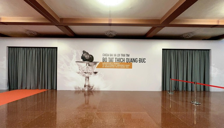 Không gian để tôn trí, chiêm bái xá lợi trái tim Bồ tát Thích Quảng Đức tại Việt Nam Quốc Tự. Ảnh: Báo Giác Ngộ.