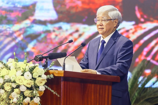 Chủ tịch Ủy ban Trung ương MTTQ Việt Nam Đỗ Văn Chiến phát biểu tại cuộc gặp mặt. Ảnh: QV Chủ tịch Ủy ban Trung ương MTTQ Việt Nam Đỗ Văn Chiến phát biểu tại cuộc gặp mặt. Ảnh: QV
