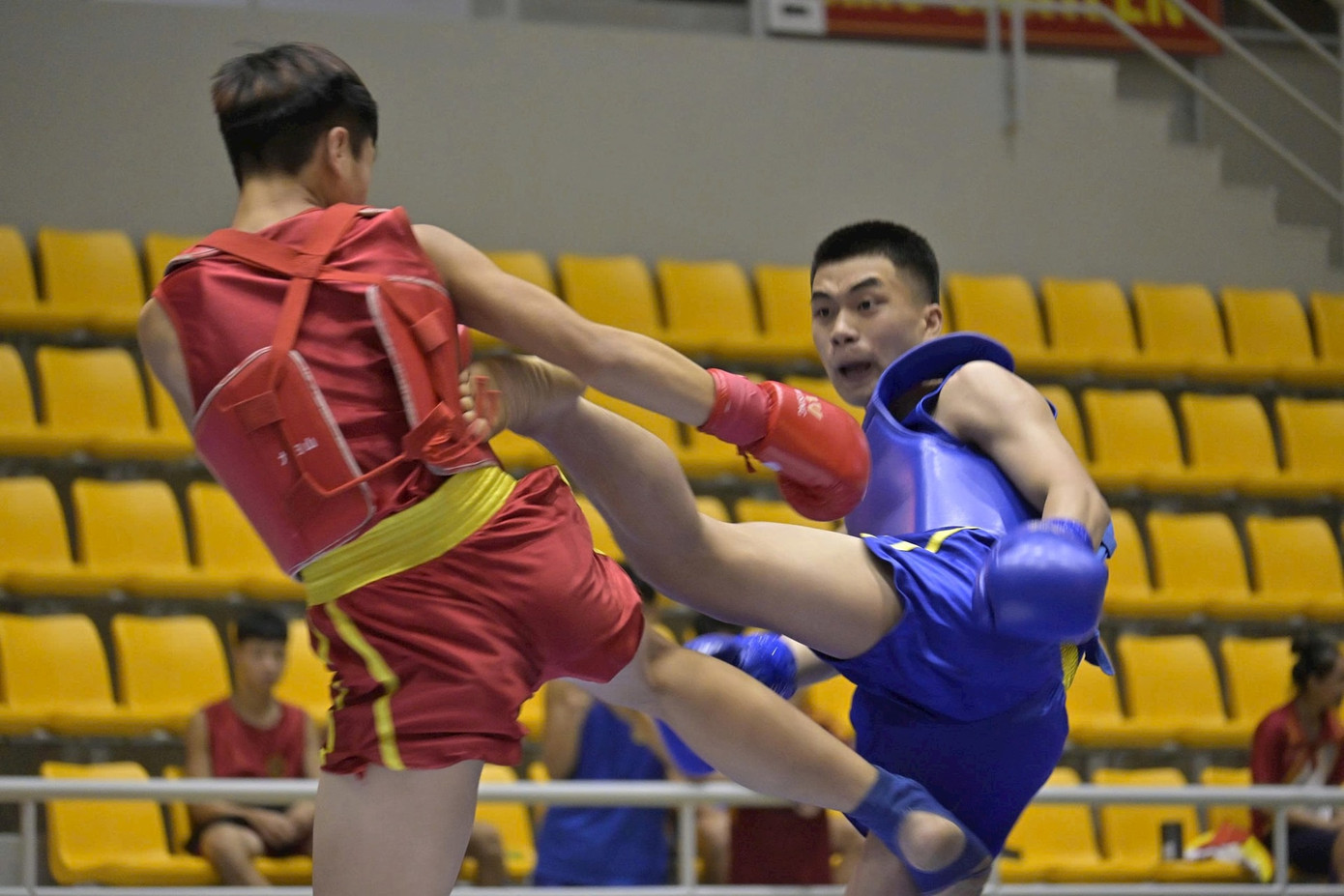 Các vận động viên tranh tài tại Giải wushu Hà Nội mở rộng lần thứ I năm 2025.