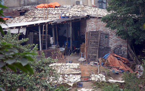 Bóng bì được phơi trên mái nhà, dưới sân đất. Ảnh: An Tuấn. Bóng bì được phơi trên mái nhà, dưới sân đất. Ảnh: An Tuấn