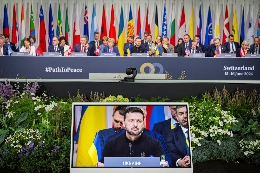 Tổng thống Ukraine Volodymyr Zelensky tại hội nghị. Ảnh: Reuters