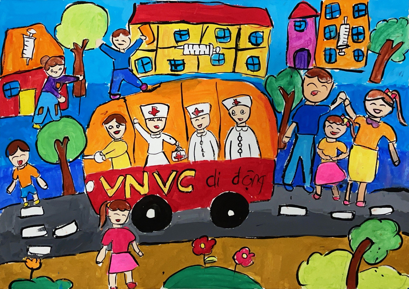 Bé Nguyễn Lê Hồng Anh với bài dự thi chủ đề “VNVC của mọi nhà” đạt giải vàng bảng khách hàng VNVC 6-10 tuổi. Bé Nguyễn Lê Hồng Anh với bài dự thi chủ đề “VNVC của mọi nhà” đạt giải vàng bảng khách hàng VNVC 6-10 tuổi.