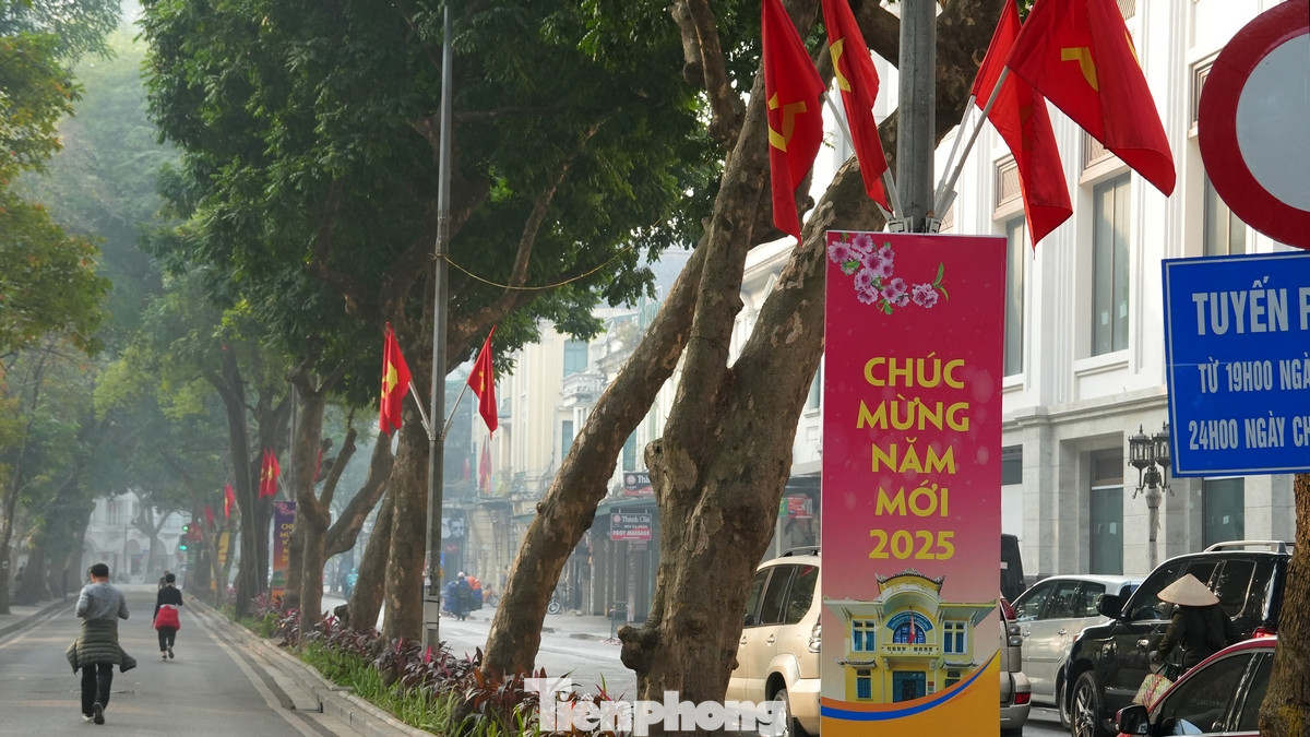 Các tuyến đường chính trang hoàng cờ hoa với đủ màu sắc và kích cỡ.