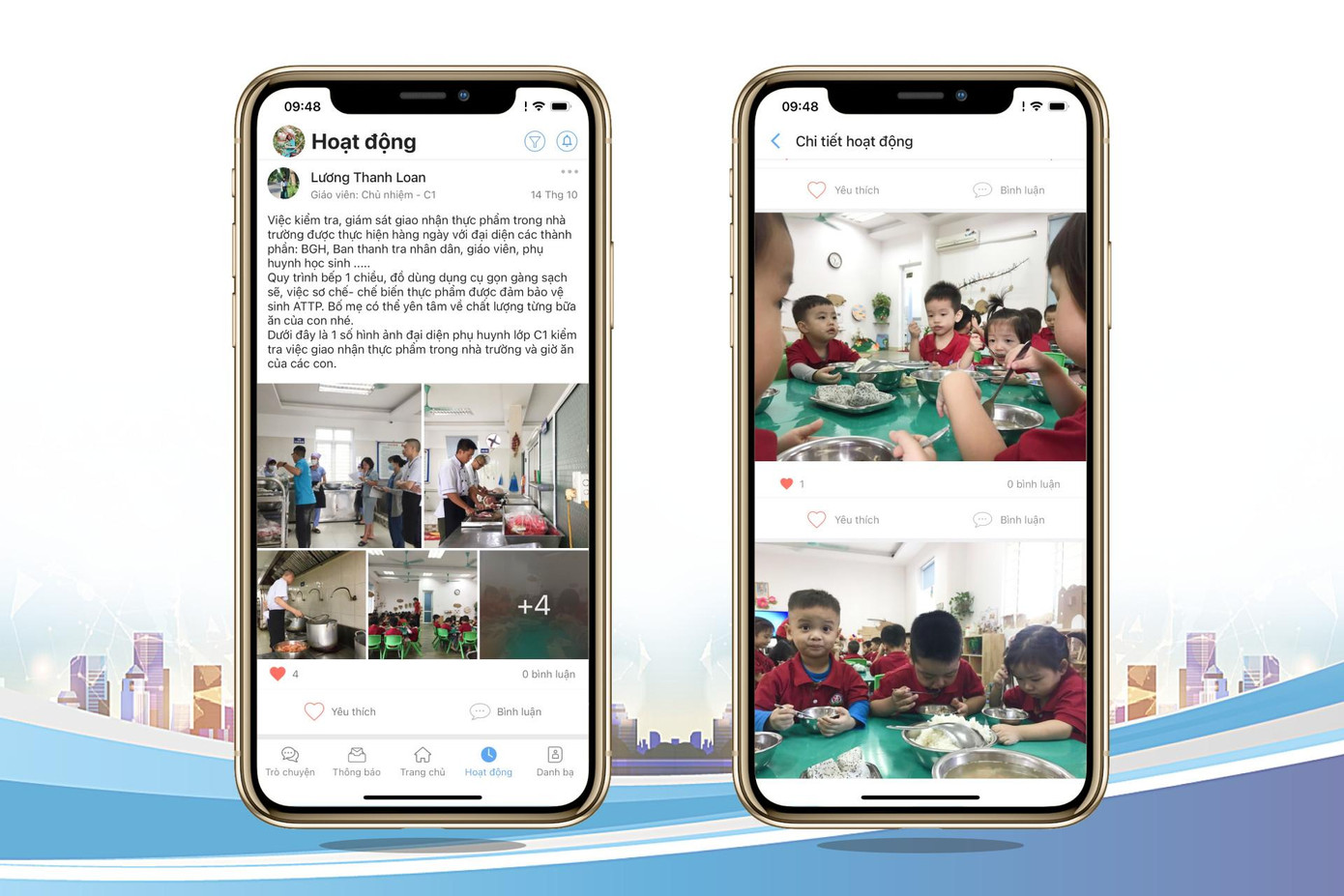 Hình ảnh chia sẻ hoạt động của các con trên eNetViet