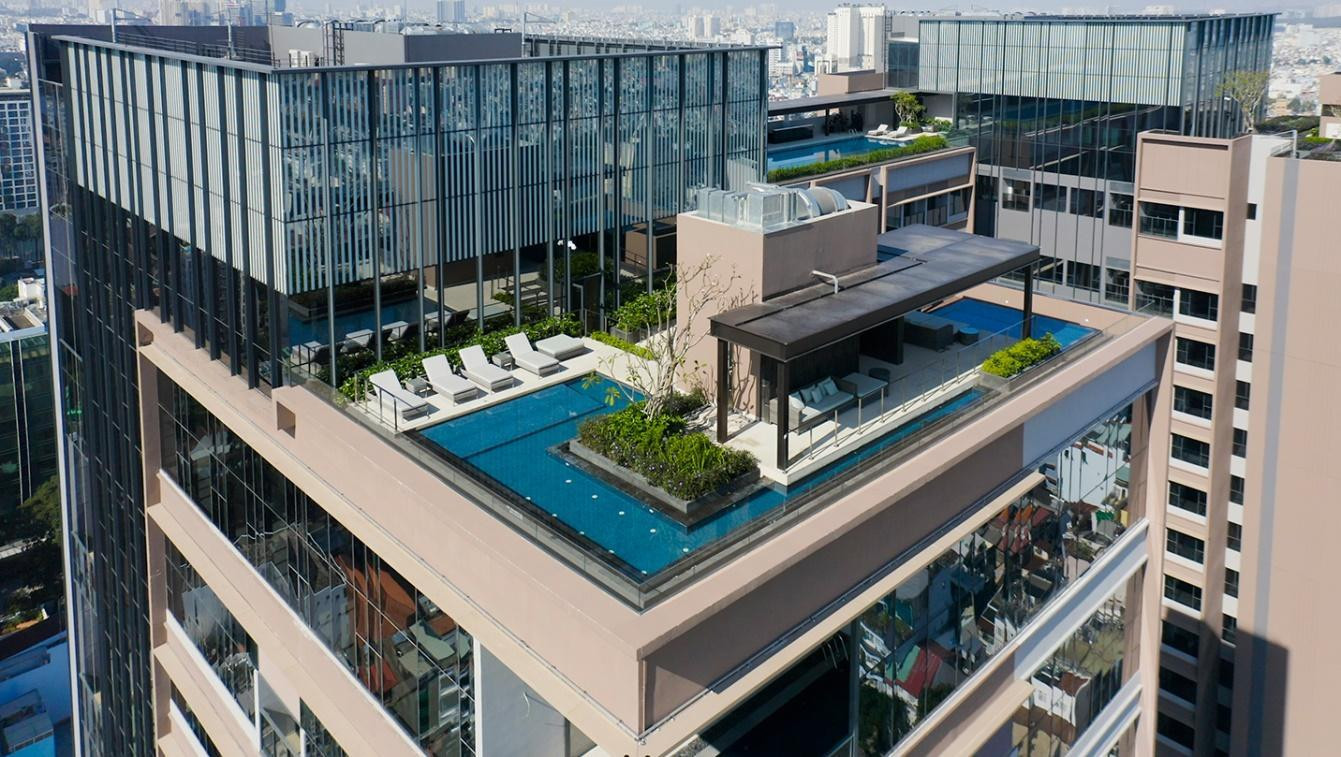 Toàn cảnh khu tiện ích The Sky Club tại tầng 25 của dự án.