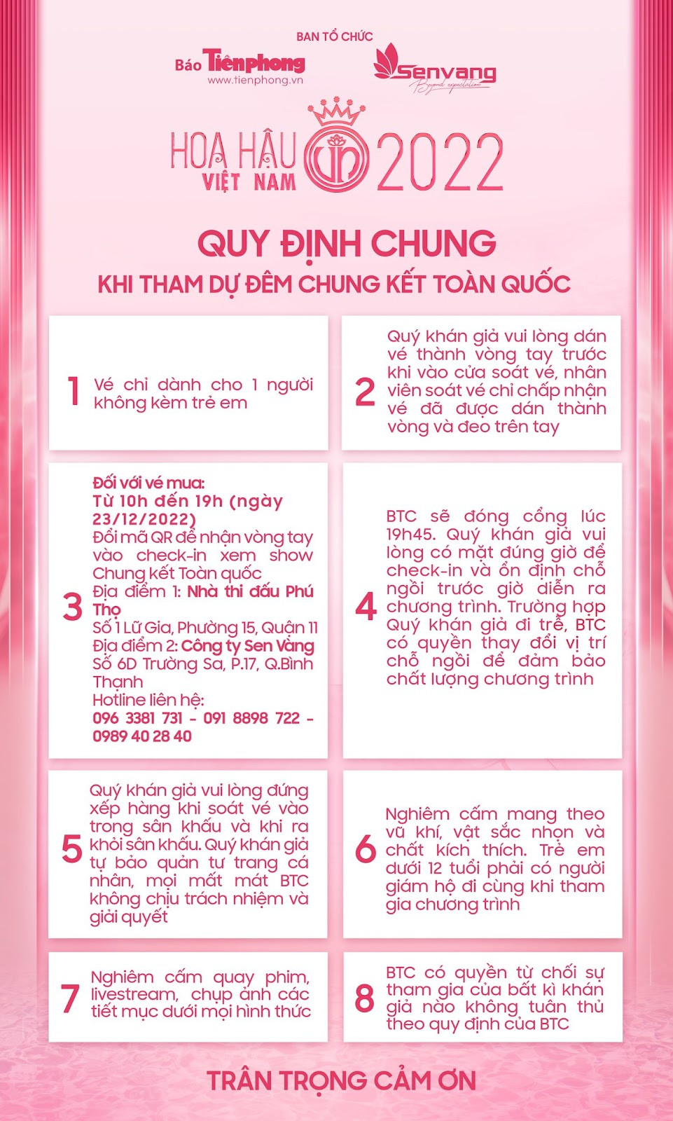Những điều cần lưu ý khi tham dự Chung kết Hoa hậu Việt Nam 2022.