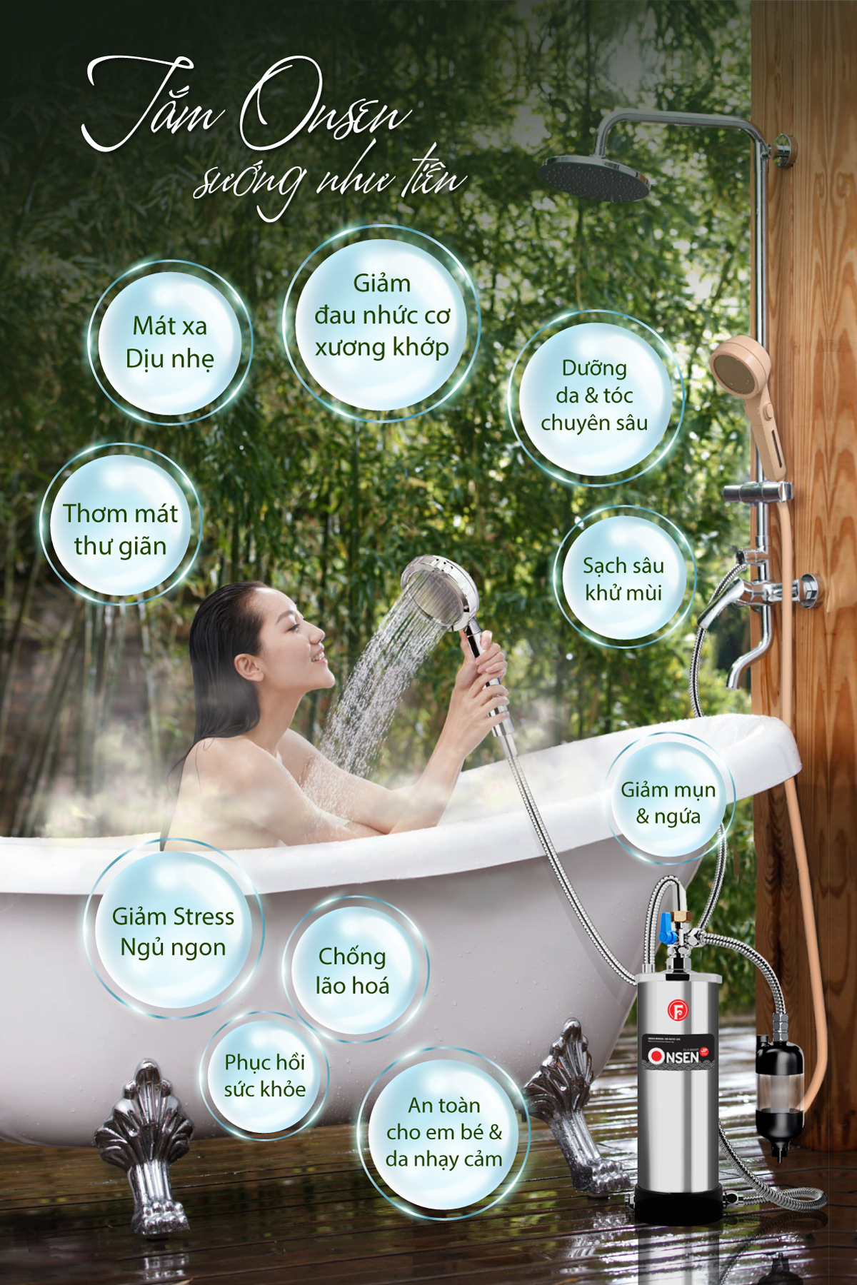 Máy tắm onsen Fuji Smart biến phòng tắm thành thiên đường nghỉ dưỡng và trị liệu