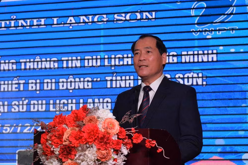 Phó Chủ tịch Thường trực UBND tỉnh Lạng Sơn Dương Xuân Huyên phát biểu tại chương trình -Ảnh: Duy Chiến