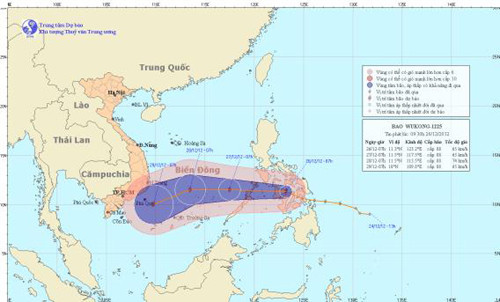 Bản đồ dự báo đường đi của bão Ngộ Không - Nguồn: Trung tâm dự báo khí tượng thủy văn T.Ư