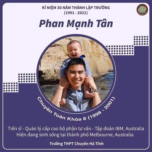 Anh có sự nghiệp thành công tại Australia. - Ảnh: Trường THPT Chuyên Hà Tĩnh Anh có sự nghiệp thành công tại Australia. - Ảnh: Trường THPT Chuyên Hà Tĩnh