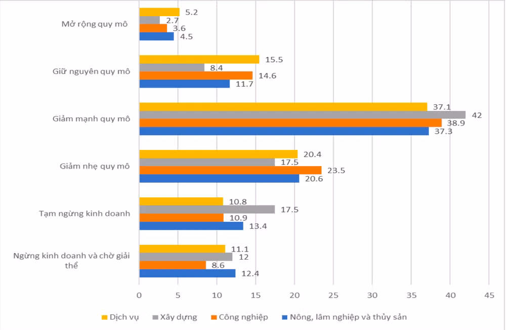 42% doanh nghiệp ngành xây dựng dự kiến giảm mạnh quy mô hoạt động.