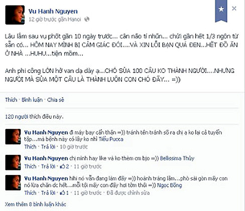 Màn chửi bậy mới nhất của yêu nữ hàng hiệu Vũ Hạnh Nguyên trên Facebook. (Ảnh nguồn internet)