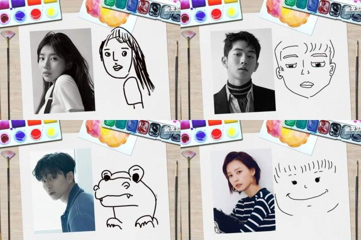 Chân dung các anh chị em cùng công ty do chính tay Choi Woo Shik vẽ.