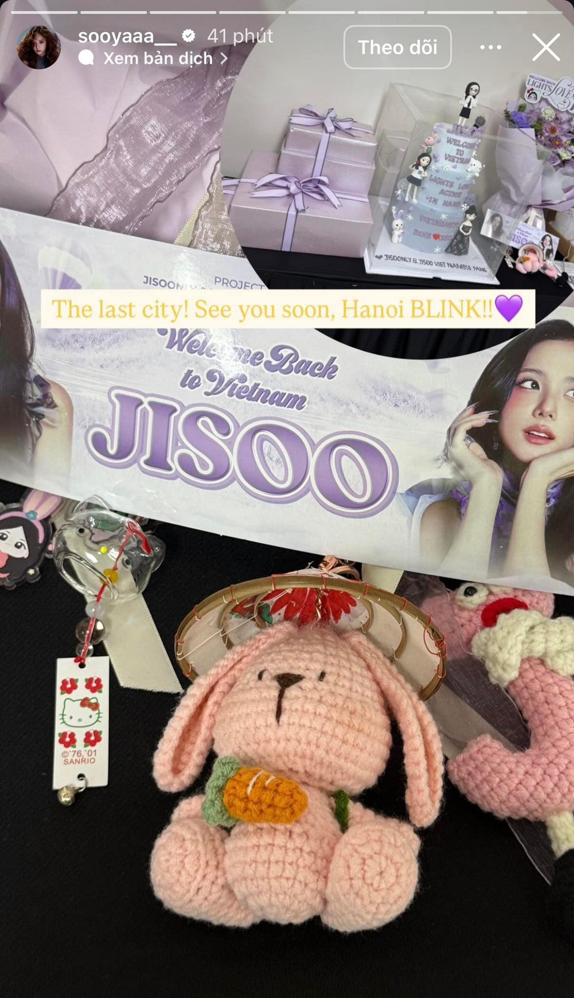 Jisoo khoe quà fan Việt Nam tặng sau khi check-in Hà Nội.