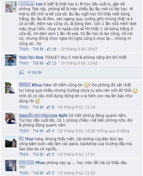 Rất nhiều bình luận phản bác rằng chuyện có ma trong trường là thêu dệt, hư cấu. Ảnh: chụp từ màn hình